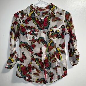 NWOT Old Navy western butterfly button up country girl shirt